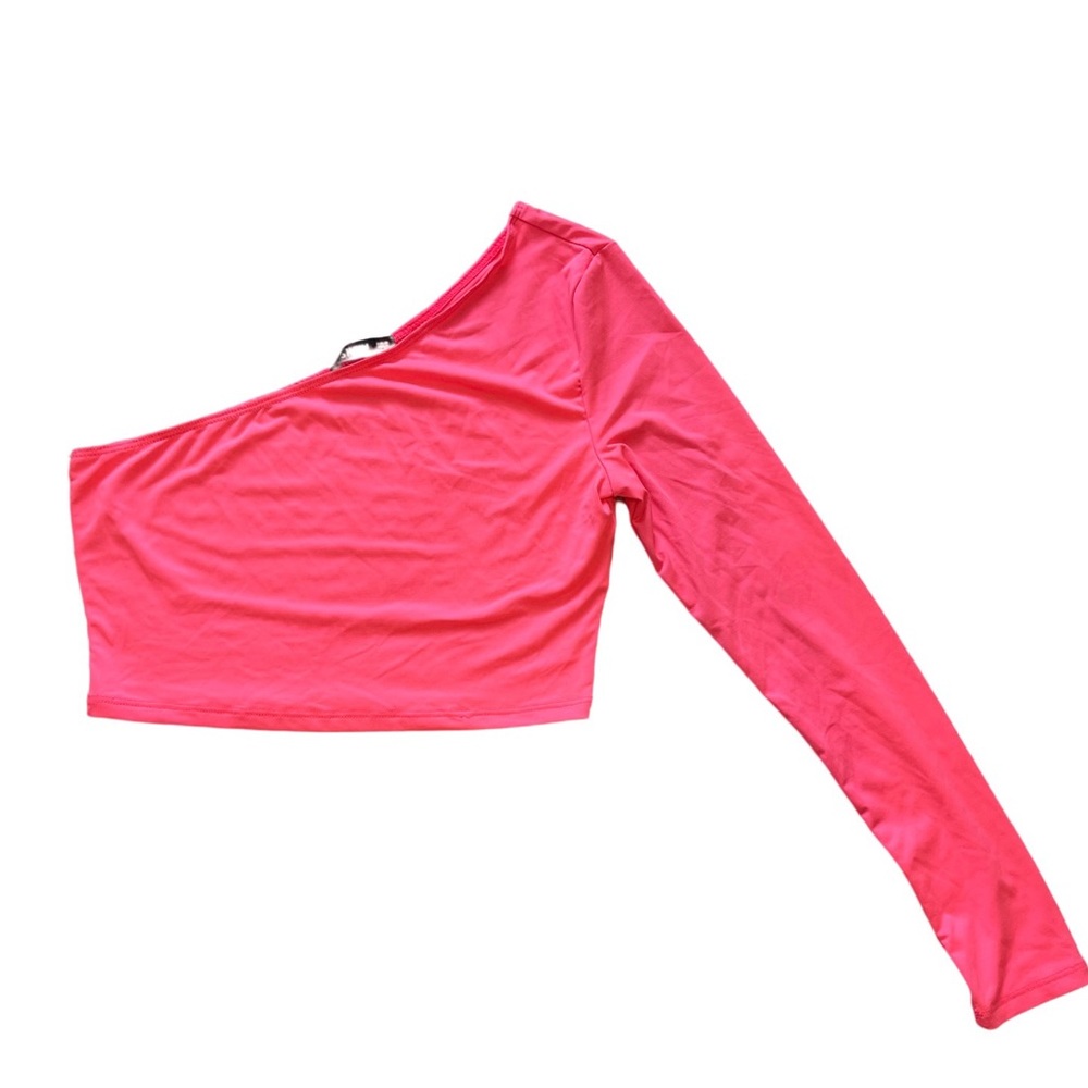 Shein One Shoulder Neon Pink Crop Top